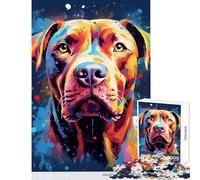 1000 Piece Jigsaw Puzzles for Teenagers Jigsaw Pit Bull Dog Color Pitbull Brain Teaser Game for The Whole Family Toy Wall Decor Parent-child Interaction (38x26cm)