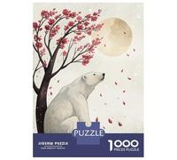 1000 Piece Jigsaw Puzzles for Teenagers Jigsaw Polar Bear Under Cherry Blossoms Teenager Puzzles Relaxing Games For Family Fun Deal As Gifts for The Whole Family 38x26cm/1000pcs