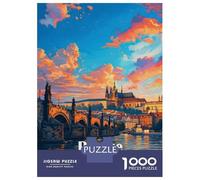 1000 Piece Jigsaw Puzzles for Teenagers Jigsaw Prague Czech Republic Cityscape Painting Jigsaws for Adults Family Games Home Decoration Help The Brain Exercise 70x50cm/1000pcs