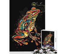 1000 Piece Jigsaw Puzzles for Teenagers Jigsaw Psychedelic Frog Educational Toy Gifts Ideas Hands-on Game Artists Collection, Fine Art Size 38x26cm
