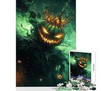 1000 Piece Jigsaw Puzzles for Teenagers Jigsaw Pumpkin King with Crown in Green Mist Toy Wall Decor Birthday Gift Hands-on Game Artists Collection, Fine Art Size 38x52cm