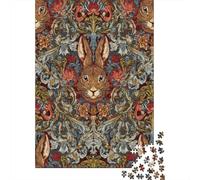 1000 Piece Jigsaw Puzzles for Teenagers Jigsaw Rabbit Floral Pattern Jigsaw Hands-on Game Hand Speed Race Deal As Gifts for The Whole Family 38x26cm/1000pcs