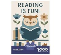 1000 Piece Jigsaw Puzzles for Teenagers Jigsaw Reading Is Fun Owl Illustration Jigsaw Puzzle Brain Teaser Game Home Decoration Deal As Gifts for The Whole Family 38x26cm/1000pcs