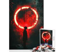 1000 Piece Jigsaw Puzzles for Teenagers Jigsaw Red Circle Silhouette Educational Toy Birthday Gift Brain Teaser Game Help The Brain Exercise size 38x52cm