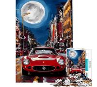 1000 Piece Jigsaw Puzzles for Teenagers Jigsaw Red Ferrari in City at Night Difficult And Challenge A Work of Art Fun Games Suitable for People Aged 14 And Above (38X26CM)