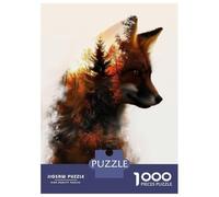 1000 Piece Jigsaw Puzzles for Teenagers Jigsaw Red Fox Double Exposure Jigsaw Puzzle Anti-Stress Toys Wall Decoration for Birthday, Chrismas 52x38cm/1000pcs