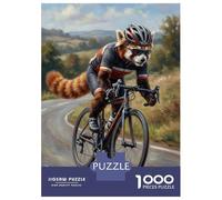 1000 Piece Jigsaw Puzzles for Teenagers Jigsaw Red Panda Cyclist on A Winding Road Adult Jigsaw Puzzle DIY Toys Hand Speed Race Help The Brain Exercise 38x26cm/1000pcs