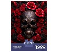 1000 Piece Jigsaw Puzzles for Teenagers Jigsaw Red Roses Skull Teenager Puzzles Hands-on Game Wall Decoration Unique Birthday And Gifts 52x38cm/1000pcs