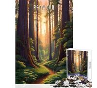 1000 Piece Jigsaw Puzzles for Teenagers Jigsaw Redwood National Park Sunset Educational Game Pattern Assembly Toy Wall Decor Birthday Present,Travel Gifts, (38X52CM)