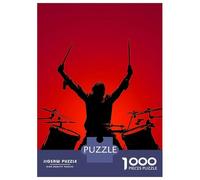 1000 Piece Jigsaw Puzzles for Teenagers Jigsaw Rock Drummer Silhouette - Red Energy Jigsaw Family Game Hand Speed Race Unique Birthday And Gifts 38x26cm/1000pcs