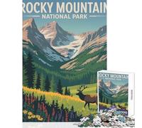 1000 Piece Jigsaw Puzzles for Teenagers Jigsaw Rocky Mountain National Park Illustration Educational Toy Birthday Gifts Fun Games Artists Collection, Fine Art Size 38x52cm