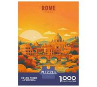 1000 Piece Jigsaw Puzzles for Teenagers Jigsaw Rome Cityscape with Colosseum And St. Peters Basilica Jigsaw Puzzle Brain Teaser Game Home Decoration Deal As Gifts for The Whole Family 38x26cm/1000pcs