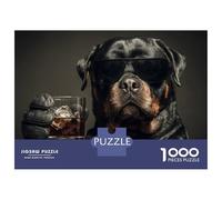 1000 Piece Jigsaw Puzzles for Teenagers Jigsaw Rottweiler with Cocktail Jigsaw Hands-on Game Hand Speed Race Deal As Gifts for The Whole Family 70x50cm/1000pcs