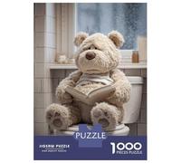 1000 Piece Jigsaw Puzzles for Teenagers Jigsaw Sad Teddy Bear Reading on Toilet Adult Jigsaw Puzzle Hands-on Game For Family Fun Help The Brain Exercise 52x38cm/1000pcs