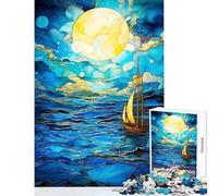 1000 Piece Jigsaw Puzzles for Teenagers Jigsaw Sailboat Under Full Moon Toy Wall Decor Birthday Gift Hands-on Game Artists Collection, Fine Art Size 38x26cm