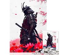 1000 Piece Jigsaw Puzzles for Teenagers Jigsaw Samurai in Red Flower Field Educational Toy Birthday Gifts Fun Games Artists Collection, Fine Art Size 38x52cm
