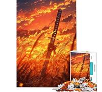1000 Piece Jigsaw Puzzles for Teenagers Jigsaw Samurai Sword Sunset Fun Activities at Home Wall Art Practical Game for 14+ Puzzle Game Offered (50x75cm)