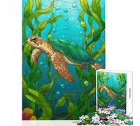 1000 Piece Jigsaw Puzzles for Teenagers Jigsaw Sea Turtle Stained Glass Illustration Educational Toy Birthday Gift Brain Teaser Game Help The Brain Exercise size 50x75cm