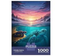 1000 Piece Jigsaw Puzzles for Teenagers Jigsaw Sea Turtles Sunset Jigsaw Hands-on Game Hand Speed Race Deal As Gifts for The Whole Family 52x38cm/1000pcs