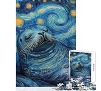 1000 Piece Jigsaw Puzzles for Teenagers Jigsaw Seal Serenity Under Starry Skies Jigsaw for Adults Fun Games A Work of Art Deal As Gifts for The Whole Family (Size 50x75cm)