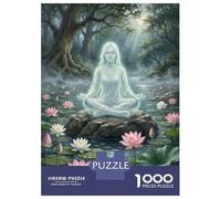 1000 Piece Jigsaw Puzzles for Teenagers Jigsaw Serene Woman Meditating in Lotus Pond Puzzle for Adults Relax Games Home Decoration Stress Reduction Gifts 70x50cm/1000pcs
