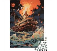 1000 Piece Jigsaw Puzzles for Teenagers Jigsaw Ship in Stormy Sea Explosion Adult Puzzles Relax Games Presents for Women Help The Brain Exercise 70x50cm/1000pcs