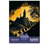 1000 Piece Jigsaw Puzzles for Teenagers Jigsaw Silhouetted Riders Approaching Castle Adult Jigsaw Anti-Stress Toys Difficult Challenge for Birthday, Chrismas 70x50cm/1000pcs