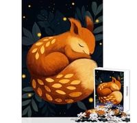 1000 Piece Jigsaw Puzzles for Teenagers Jigsaw Sleeping Fox Digital Art Toy Wall Decor Birthday Gift Hands-on Game Artists Collection, Fine Art Size 38x52cm