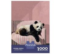 1000 Piece Jigsaw Puzzles for Teenagers Jigsaw Sleeping Panda on Striped Couch Puzzle for Adults Relax Games Home Decoration Stress Reduction Gifts 38x26cm/1000pcs