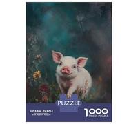 1000 Piece Jigsaw Puzzles for Teenagers Jigsaw Smiling Piglet in Flowers Puzzles for Adults Toy Wall Decor Stress Reliever Unique Birthday And Gifts 52x38cm/1000pcs
