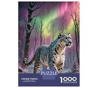 1000 Piece Jigsaw Puzzles for Teenagers Jigsaw Snow Leopard Under Aurora Borealis Adult Jigsaw Toy Wall Decor Wall Decoration Unique Birthday And Gifts 70x50cm/1000pcs