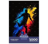 1000 Piece Jigsaw Puzzles for Teenagers Jigsaw Soccer Player Silhouette with Colorful Splashes Jigsaw Puzzle Anti-Stress Toys Wall Decoration for Birthday, Chrismas 38x26cm/1000pcs