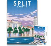 1000 Piece Jigsaw Puzzles for Teenagers Jigsaw Split Croatia City Poster Family Fun & Game Night Difficult Challenge Great Gift Size 38x52cm