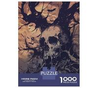1000 Piece Jigsaw Puzzles for Teenagers Jigsaw Spooky Skull Halloween Adult Puzzles Toy Wall Decor Presents for Women Unique Birthday And Gifts 52x38cm/1000pcs