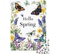 1000 Piece Jigsaw Puzzles for Teenagers Jigsaw Spring Flowers Butterfly Card Jigsaw Hands-on Game Hand Speed Race Deal As Gifts for The Whole Family 38x26cm/1000pcs