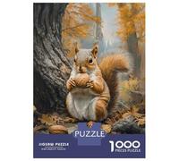 1000 Piece Jigsaw Puzzles for Teenagers Jigsaw Squirrel with Nut in Autumn Forest Poster, Picture, Metal Print, Paint by Tesiga Adult Jigsaw Puzzle Hands-on Game For Family Fun Help The Brain Exercise
