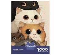 1000 Piece Jigsaw Puzzles for Teenagers Jigsaw Stack of Cute Cartoon Cats Adult Jigsaw Anti-Stress Toys Difficult Challenge for Birthday, Chrismas 38x26cm/1000pcs