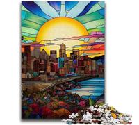 1000 Piece Jigsaw Puzzles for Teenagers Jigsaw Stained Glass Seattle For Family Fun Impossible Game Gifts for Women Men 50x75cm