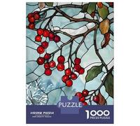 1000 Piece Jigsaw Puzzles for Teenagers Jigsaw Stained Glass Winter Berries Adult Jigsaw Hands-on Game Enhance Memory Stress Reduction Gifts 52x38cm/1000pcs