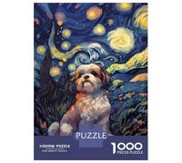 1000 Piece Jigsaw Puzzles for Teenagers Jigsaw Starry Night Cute Shih Tzu Jigsaw for Adults Hands-on Game But Fun And Humorous Help The Brain Exercise 38x26cm/1000pcs