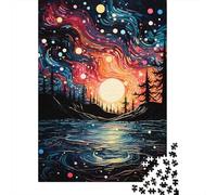 1000 Piece Jigsaw Puzzles for Teenagers Jigsaw Starry Night Forest Reflections Puzzle for Adults Relax Games Home Decoration Stress Reduction Gifts 52x38cm/1000pcs