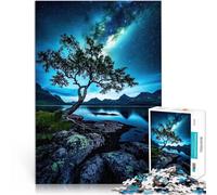 1000 Piece Jigsaw Puzzles for teenagers Jigsaw Stars Over Lake Hands-on-Spiel mit passendem Poster und Quizblatt75x50cm