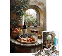 1000 Piece Jigsaw Puzzles for Teenagers Jigsaw Still Life With Wine And Grapes Difficult And Challenge A Work of Art Fun Games Suitable for People Aged 14 And Above (38X26cm)