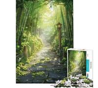 1000 Piece Jigsaw Puzzles for Teenagers Jigsaw Stone Pathway Through Bamboo Forest Teenager Puzzles Hands-on Game Difficult Hard Help The Brain Exercise (Size 38x52cm)