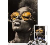 1000 Piece Jigsaw Puzzles for Teenagers Jigsaw Stoner Girl Smoking Marijuana Educational Games Analysis And Logic DIY Toys with Matching Poster And Trivia Sheet (38X26CM)