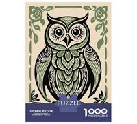 1000 Piece Jigsaw Puzzles for Teenagers Jigsaw Stylized Owl Illustration with Floral Frame Jigsaw Puzzle Brain Teaser Game Home Decoration Deal As Gifts for The Whole Family 52x38cm/1000pcs