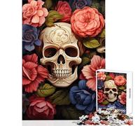 1000 Piece Jigsaw Puzzles for Teenagers Jigsaw Sugar Skulls ﹨u Flowers Brain Teaser Game for The Whole Family Toy Wall Decor Parent-child Interaction (50x75cm)