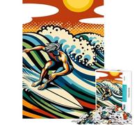 1000 Piece Jigsaw Puzzles for Teenagers Jigsaw Surfing Wpap Pop Art Color Difficult And Challenge Home Art Decor AntiStress Toys Suitable for Ages 14 And Up (38X26cm)