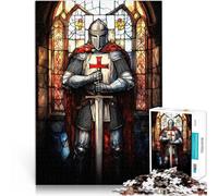 1000 Piece Jigsaw Puzzles for teenagers Jigsaw Templar Knight Stained Glass Analyse und Logik Geschenkideen52x38cm