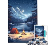 1000 Piece Jigsaw Puzzles for Teenagers Jigsaw The Winter Campsite Night for Birthday, Chrismas A Work of Art Impossible Game for And from 14 Years And over (38x26cm)